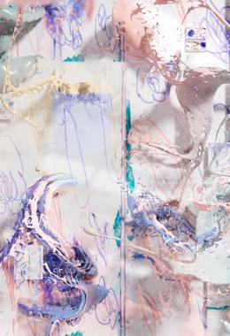 Christian Holze, 2024, Untitled (The most boring artist I know, No. 2), overpainted inkjet print on canvas, 190 x 130 cm