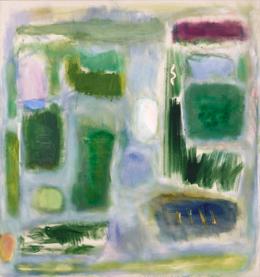 Juliette Sturl&egrave;se, 2023, jardin heureux, oil, beeswax on canvas, 149 x 140 cm